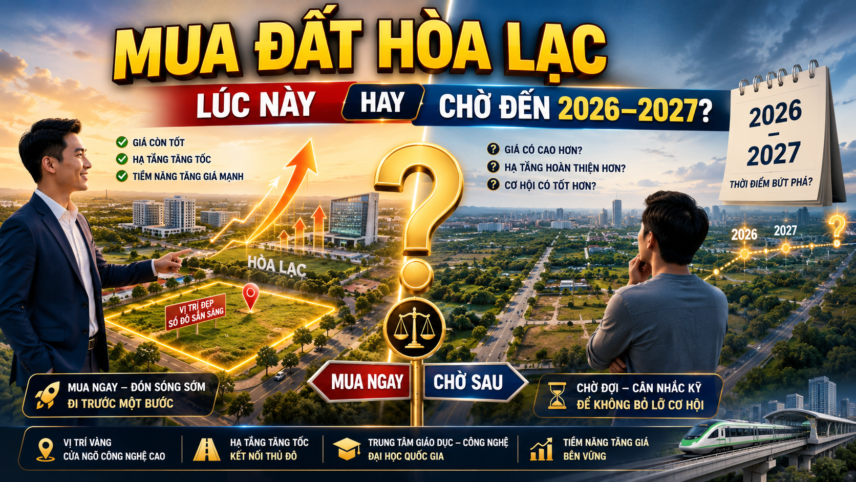 Mua đất Hòa Lạc lúc này hay chờ đến 2026–2027