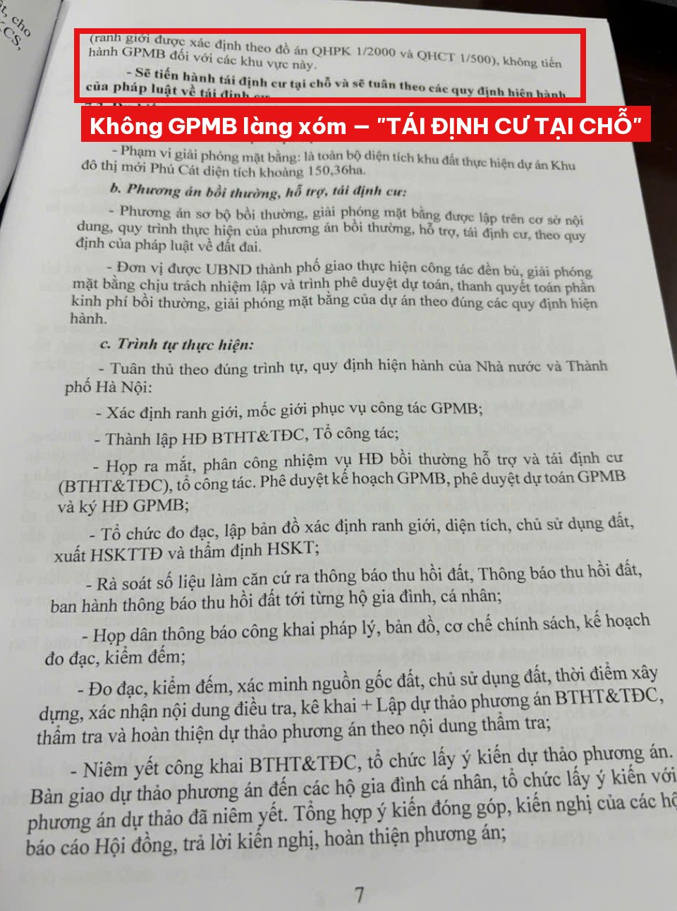 Trang 7: sẽ tiến hành tái định cư tại chỗ