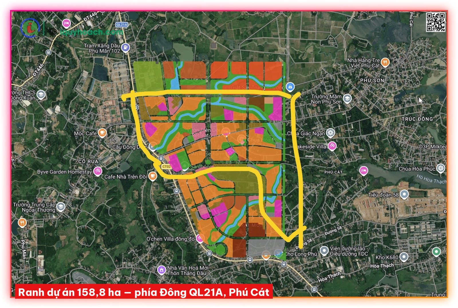 Bản đồ ranh dự án 158,8 ha phía Đông QL21A, Phú Cát